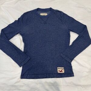 Y2K Archive Hollister Mens Blue Waffle Knit Thermal Long Sleeve Shirt Medium